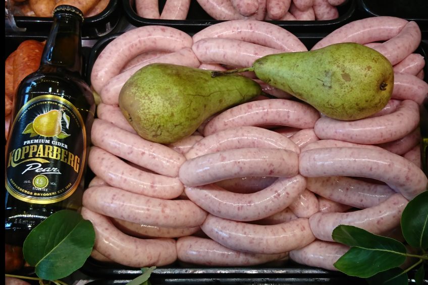 Pork with a fruity flavour: Sausages containing pear cider. Photo: Chris McCullough