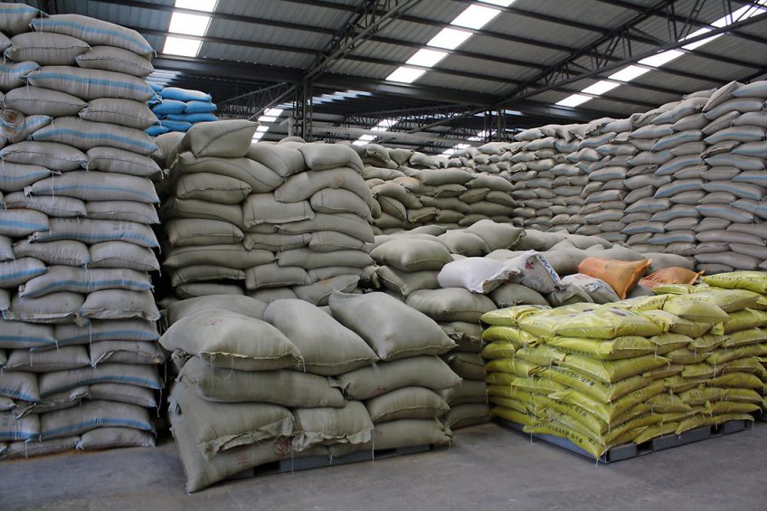 Feed bags in a storage at a feed mill near Beijing, China. This mill was not involved in the KSU project. - Photo: Vincent ter Beek