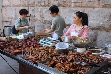 Pork for sale at a roadside in Chongqing in 2018. It is likely that in 2019 pork supplies will be tighter. Photo: Vincent ter Beek