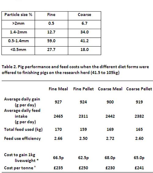 Feed in meal or pellet form for pigs