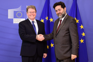 Transatlantic Trade and Investment Partnership (TTIP) chief  negotiators EU's Ignacio Garcia Bercero (R) and US Dan Mullaney meet at  the European Commission ahead of a new round of negotiations on  February 22, 2016 in Brussels. [Photo: AFP - Emmanuel Dunand]