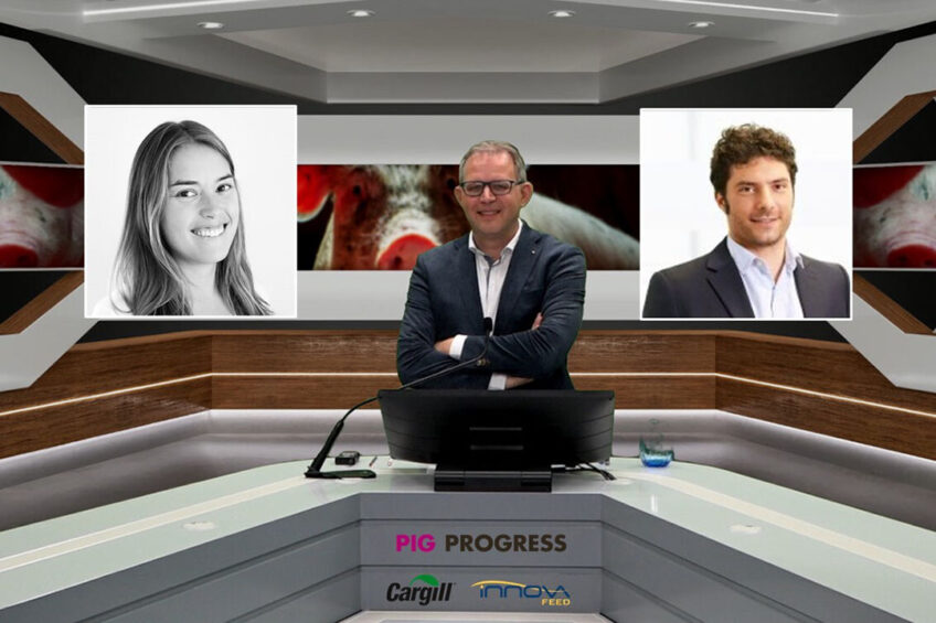 The line-up of the webinar with Chloé Phan Van Phi, InnovaFeed on the left and Dr Graziano Mantovani, Cargill, on the right. - Photo: Company Webcast