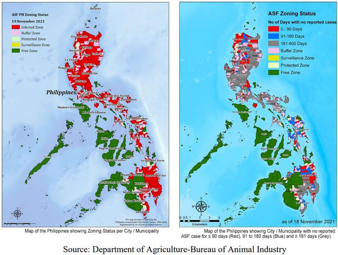 ASF zoning status as of December 16, 2021. - Source: Philippines Department of Agriculture.