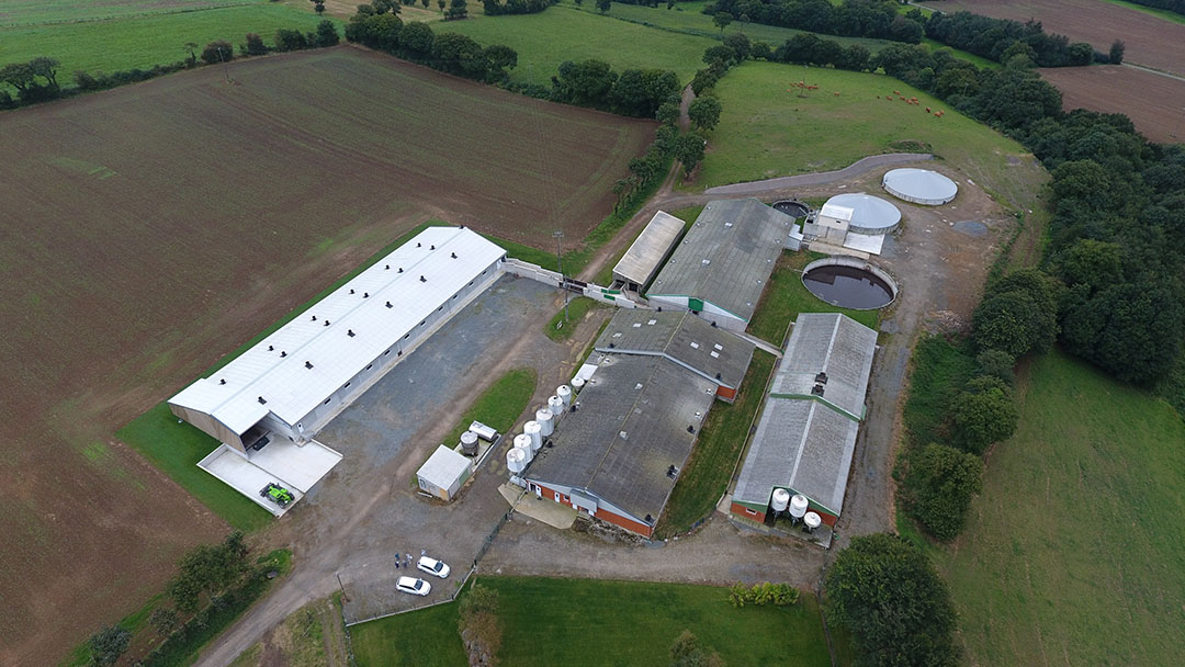 Bird's eye view of Le Bosquion farm.