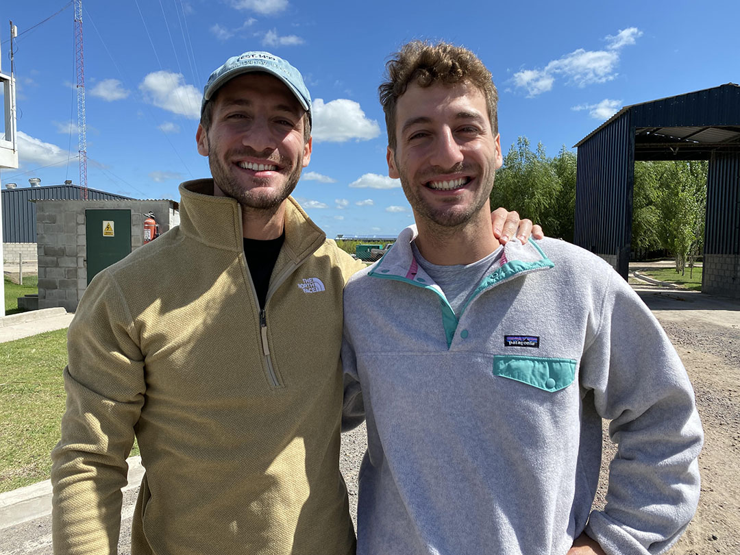 Matias (L) and Nicolas (R) Riva (27) manage The Good Pig, an expanding closed sow farm (from 500 to 1,300 head), and Gene Pig, an artificial insemination farm with 50 boars. The farm is located in General Las Heras, Buenos Aires Province, Argentina.