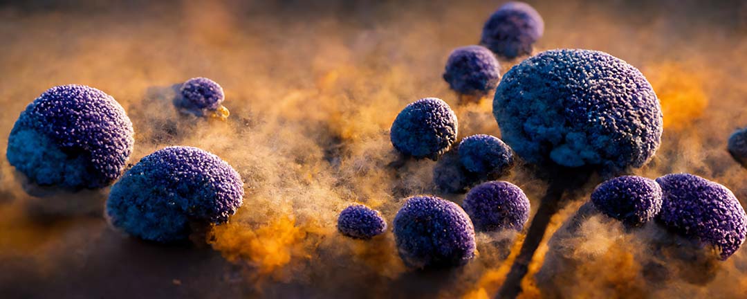 A computer generated image of Aspergillus fumigotus, a fungus involved in the creation of ergot alkaloids. Photo: Shutterstock